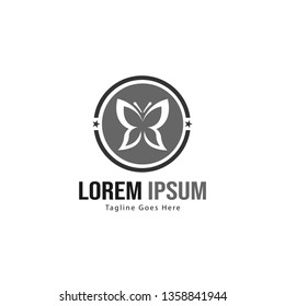 Butterfly logo template design. Minimalist Butterfly logo with modern frame vector design