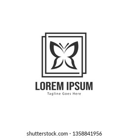 Butterfly logo template design. Minimalist Butterfly logo with modern frame vector design