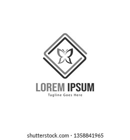 Butterfly logo template design. Minimalist Butterfly logo with modern frame vector design