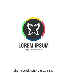 Butterfly logo template design. Minimalist Butterfly logo with modern frame vector design
