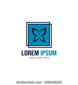 Butterfly logo template design. Minimalist Butterfly logo with modern frame vector design
