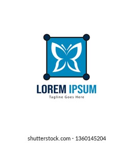 Butterfly logo template design. Minimalist Butterfly logo with modern frame vector design