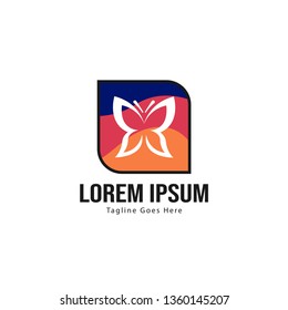 Butterfly logo template design. Minimalist Butterfly logo with modern frame vector design