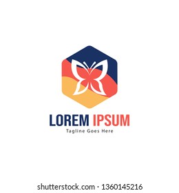 Butterfly logo template design. Minimalist Butterfly logo with modern frame vector design