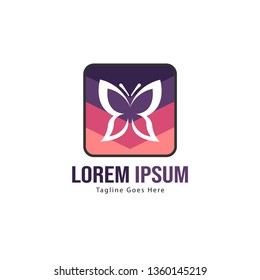 Butterfly logo template design. Minimalist Butterfly logo with modern frame vector design