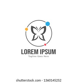 Butterfly logo template design. Minimalist Butterfly logo with modern frame vector design