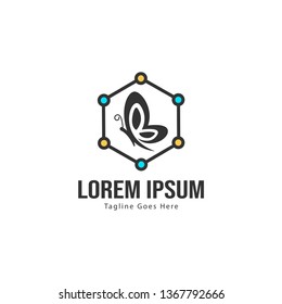 Butterfly logo template design. Minimalist Butterfly logo with modern frame vector design