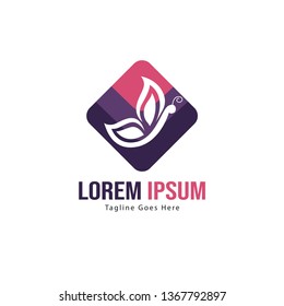 Butterfly logo template design. Minimalist Butterfly logo with modern frame vector design