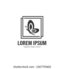 Butterfly logo template design. Minimalist Butterfly logo with modern frame vector design