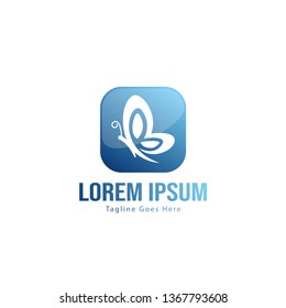 Butterfly logo template design. Minimalist Butterfly logo with modern frame vector design