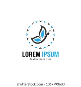 Butterfly logo template design. Minimalist Butterfly logo with modern frame vector design