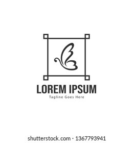 Butterfly logo template design. Minimalist Butterfly logo with modern frame vector design