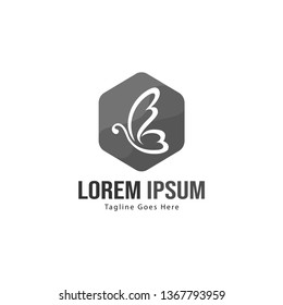 Butterfly logo template design. Minimalist Butterfly logo with modern frame vector design