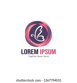 Butterfly logo template design. Minimalist Butterfly logo with modern frame vector design