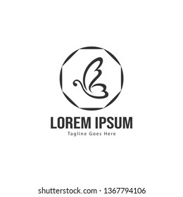 Butterfly logo template design. Minimalist Butterfly logo with modern frame vector design