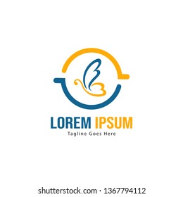 Butterfly logo template design. Minimalist Butterfly logo with modern frame vector design