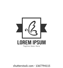 Butterfly logo template design. Minimalist Butterfly logo with modern frame vector design