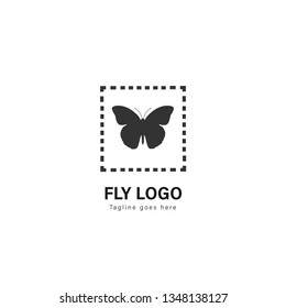 Butterfly logo template design. Butterfly logo with modern frame isolated on white background