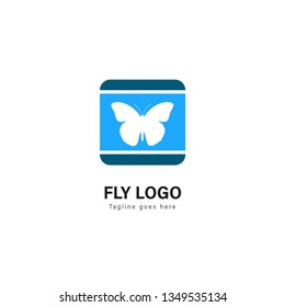 Butterfly logo template design. Butterfly logo with modern frame isolated on white background