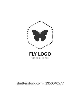 Butterfly logo template design. Butterfly logo with modern frame isolated on white background