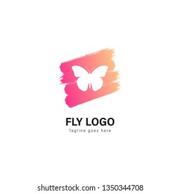 Butterfly logo template design. Butterfly logo with modern frame isolated on white background