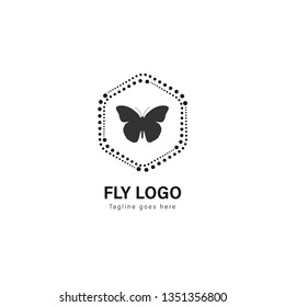 Butterfly logo template design. Butterfly logo with modern frame isolated on white background
