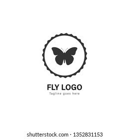 Butterfly logo template design. Butterfly logo with modern frame isolated on white background