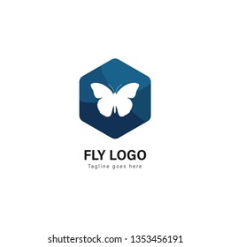 Butterfly logo template design. Butterfly logo with modern frame isolated on white background