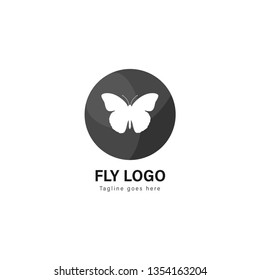 Butterfly logo template design. Butterfly logo with modern frame isolated on white background