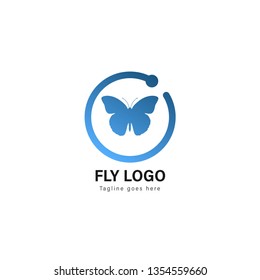 Butterfly logo template design. Butterfly logo with modern frame isolated on white background