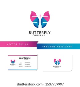Butterfly logo template free business card front and back