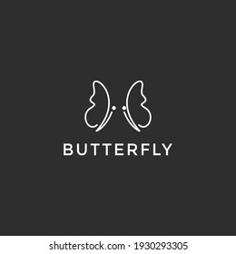 Butterfly Logo  template Linear style icon. Logotype concept icon on black background