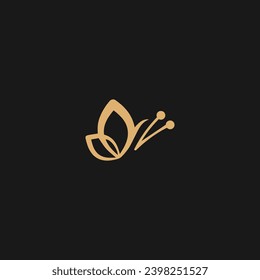 Butterfly logo template Vector illustration Isolated on black background,
