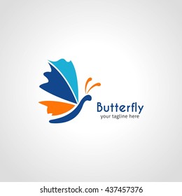 Butterfly logo template Vector illustration. Beauty and luxury 