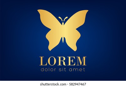 Butterfly logo vector design golden