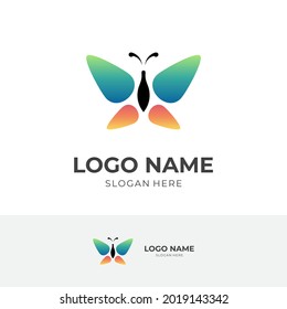 vector de logotipo de mariposa con estilo de color plano