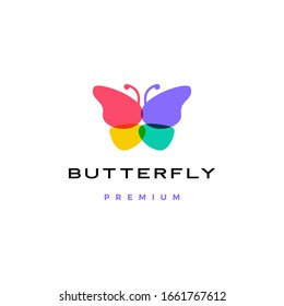 butterfly logo vector icon illustration overlap overlapping color style