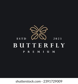Butterfly logo vector icon illustration hipster vintage retro