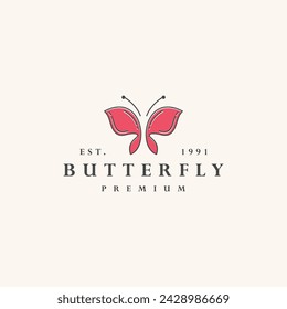 Logo de papillon image vectorielle illustration hipster vintage retro