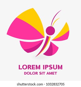 Butterfly logo . Vector illustration isolated on background .
