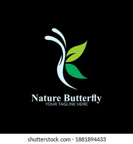 Butterfly logo. Vector butterfly with leaf wings