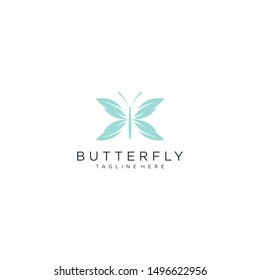 butterfly logo vector line outline monoline icon illustration