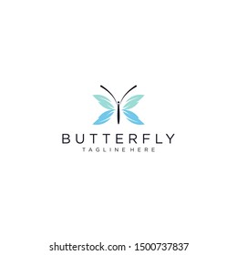 butterfly logo vector line outline monoline icon illustration