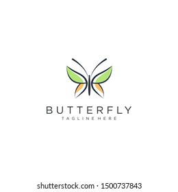 butterfly logo vector line outline monoline icon illustration
