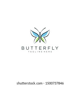 butterfly logo vector line outline monoline icon illustration