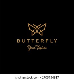 butterfly logo vector line outline monoline icon illustration, elegant and simple geometric insect 