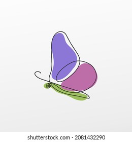 Butterfly logo vector line outline monoline icon illustration