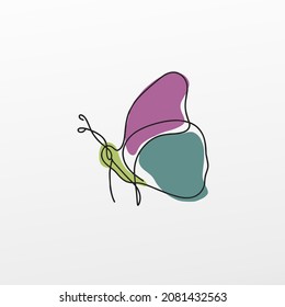 Butterfly logo vector line outline monoline icon illustration