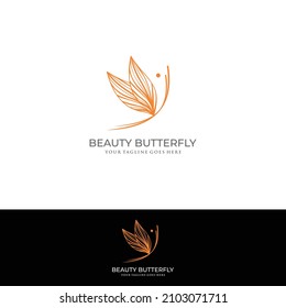 butterfly logo vector line outline monoline icon illustration
