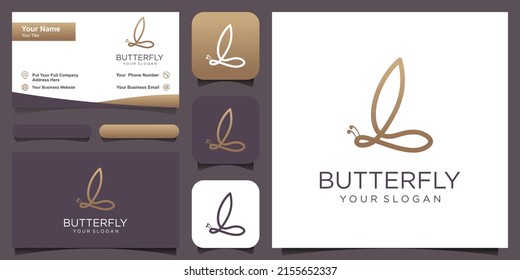 butterfly logo vector line outline mono line icon illustration, elegant and simple geometric insect